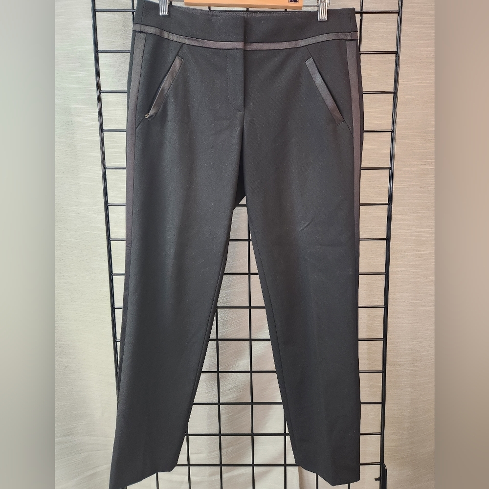 Ann Taylor Loft tuxedo pants satin trim size 8 Marisa style black